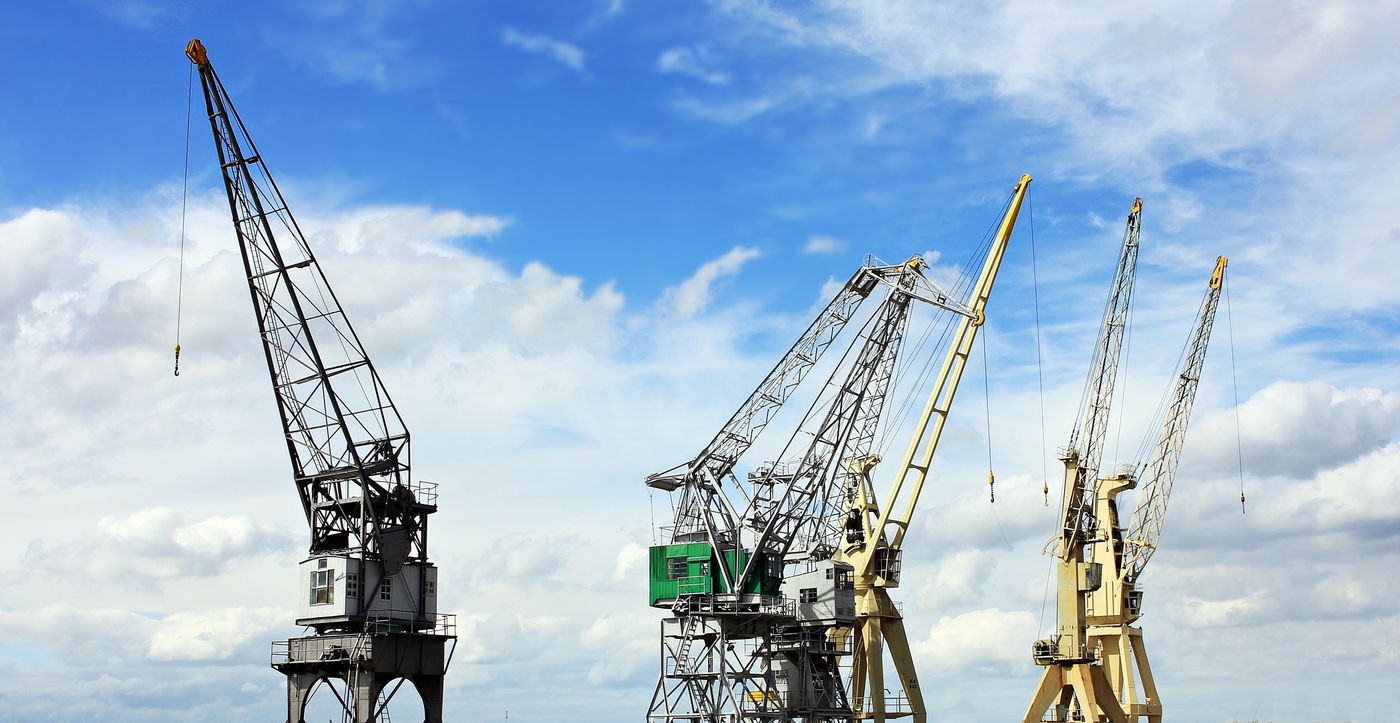 Container cranes at a port